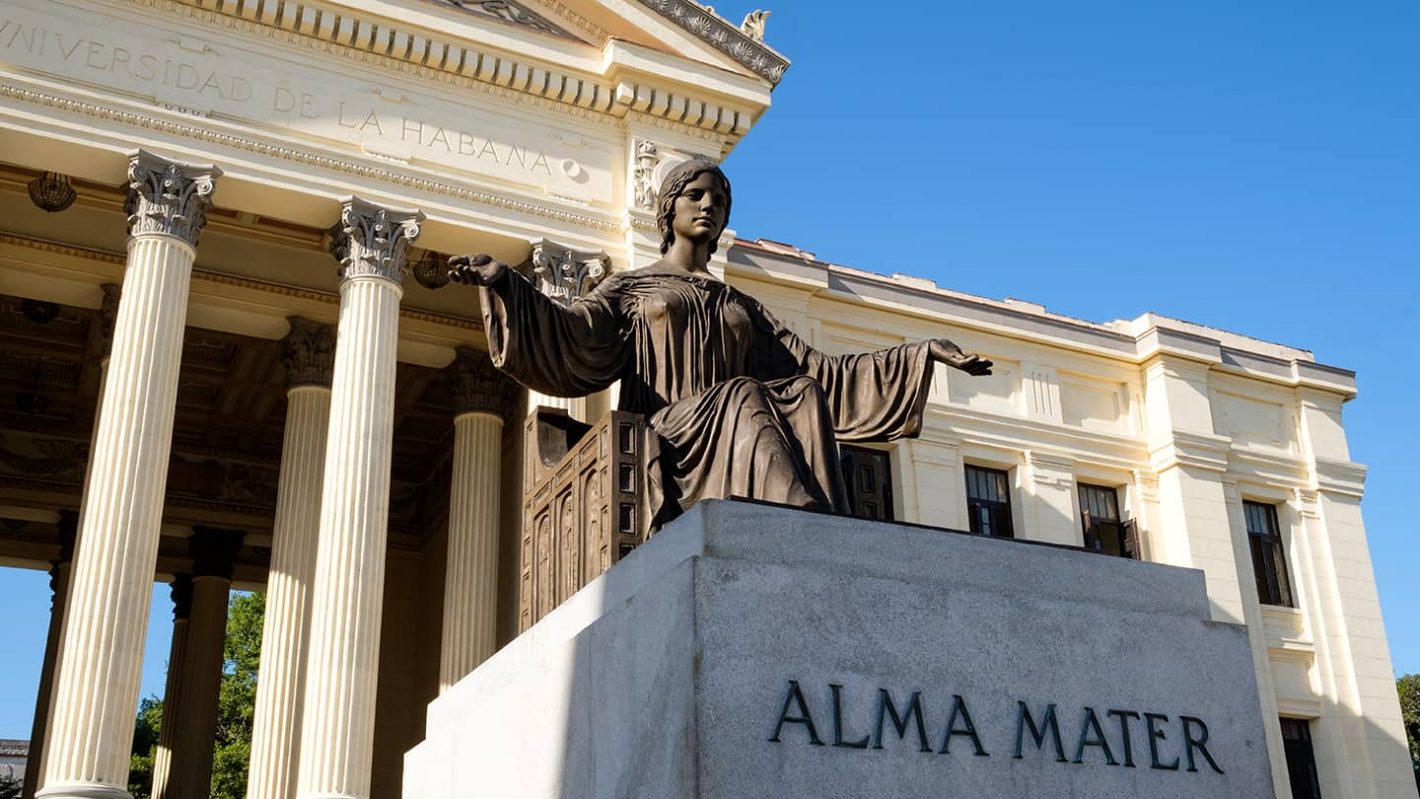 Havana City Tour - During this tour you will see a Bronze Statue in front of Havana University with the inscription "Alma Mater"